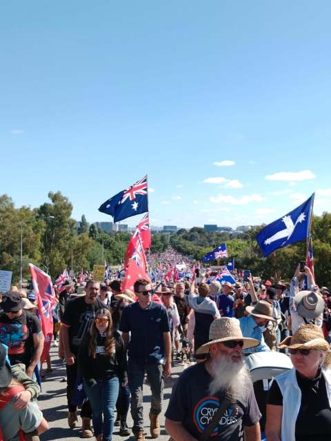 Canberra protesty Austrálie