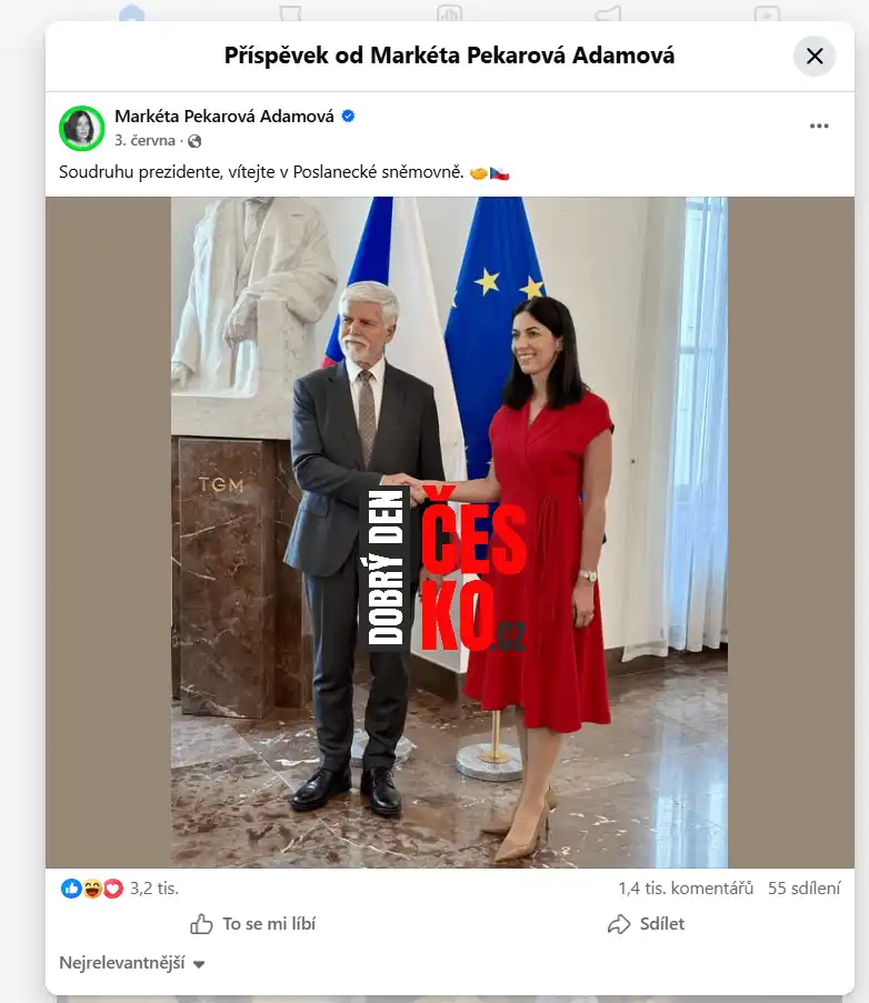 Příspěvek Pekarové kde v příspěvku oslovuje prezidenta soudruhu.