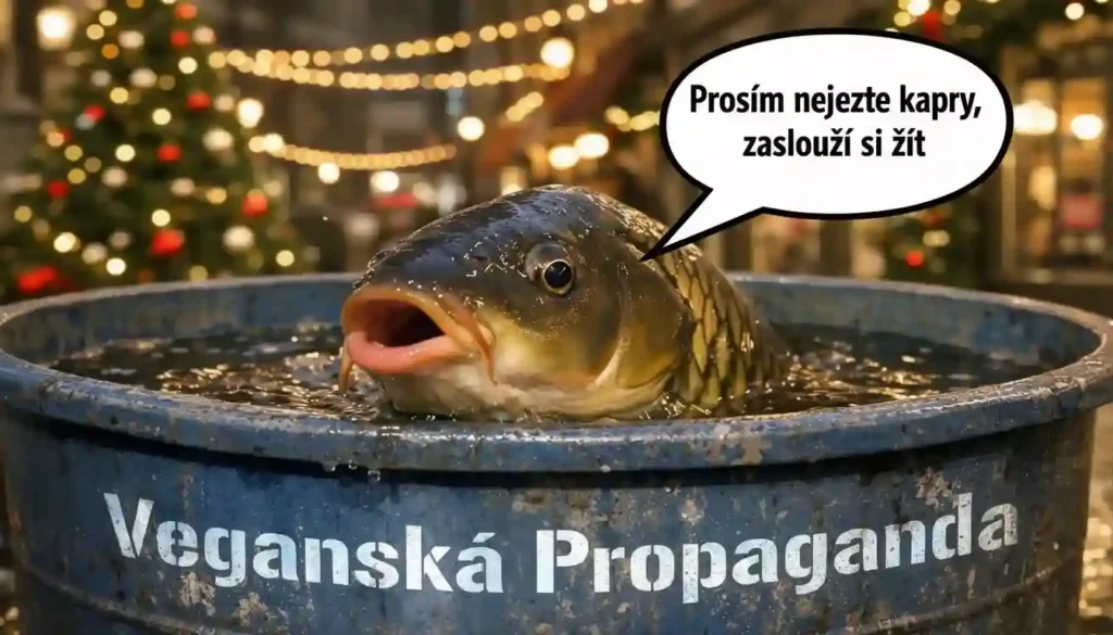 Kapr v kádí na vánočním trhu